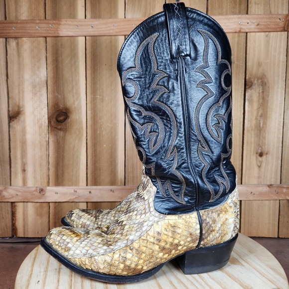 Tony Lama Boots Mens 8 D Diamondback Rattlesnake Leather Western Cowboy USA 8881